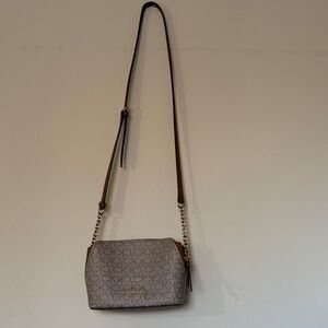 Calvin Klein Signature Gray and Brown Crossbody Bag